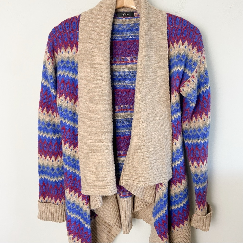 LF Millau Fair Isle Knit Waterfall Cardigan Sweater | Size Small